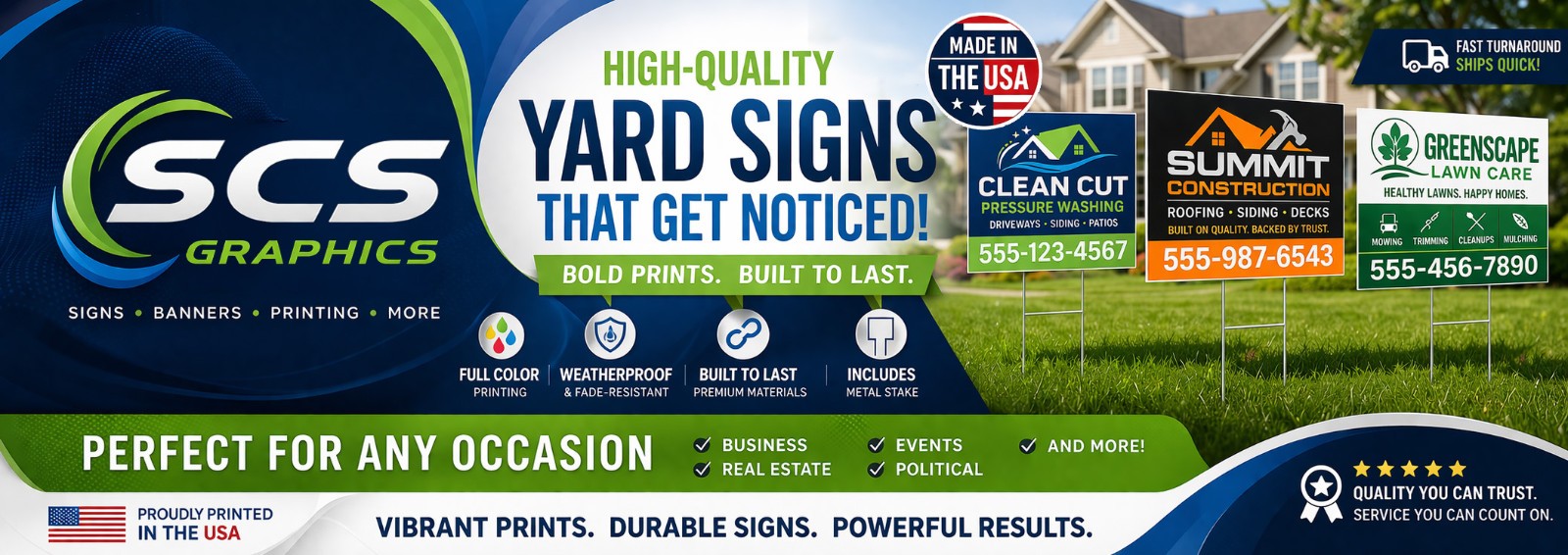Custom 18x24 Corrugated Plastic Yard Signs – 50 Pack with 24" Stakes